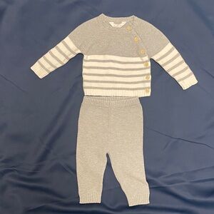 6-9 month knit outfit gray and white
